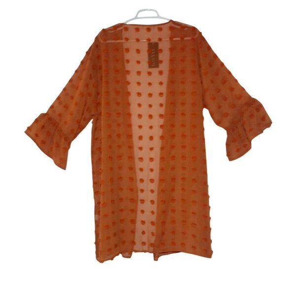 Elesol Womens Kimono Cardigan With 3/4 Bell Sleeves & Textured Dot Pattern , XXL - Picture 3 of 8